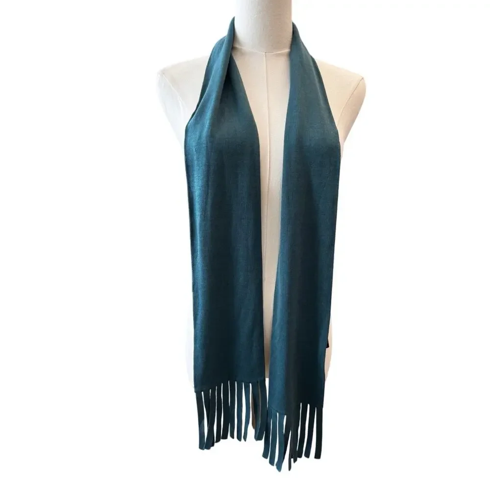 New Carlisle Women's Blue Scarf Silk Blend Fringe Scarf Size XL